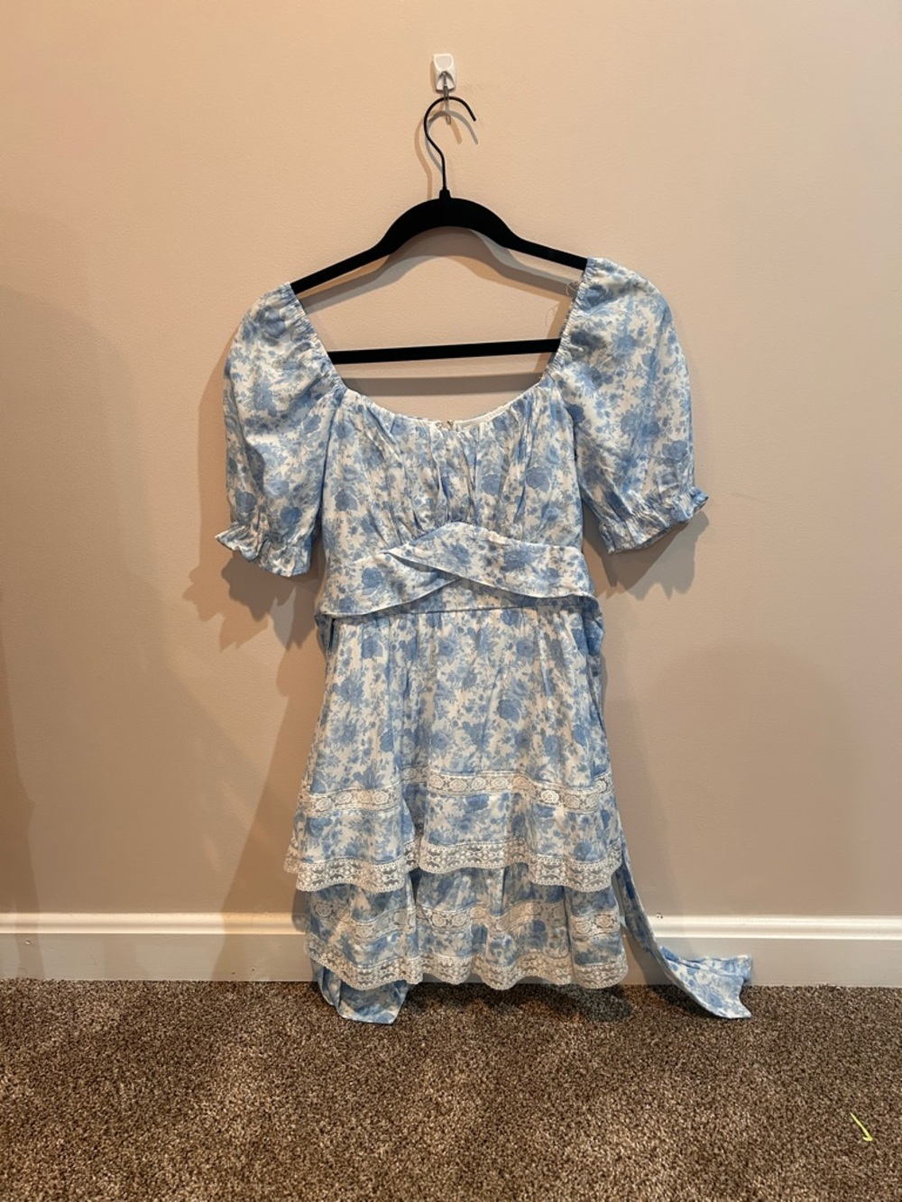 Altar'd State Light Blue and White Floral Mini Dress